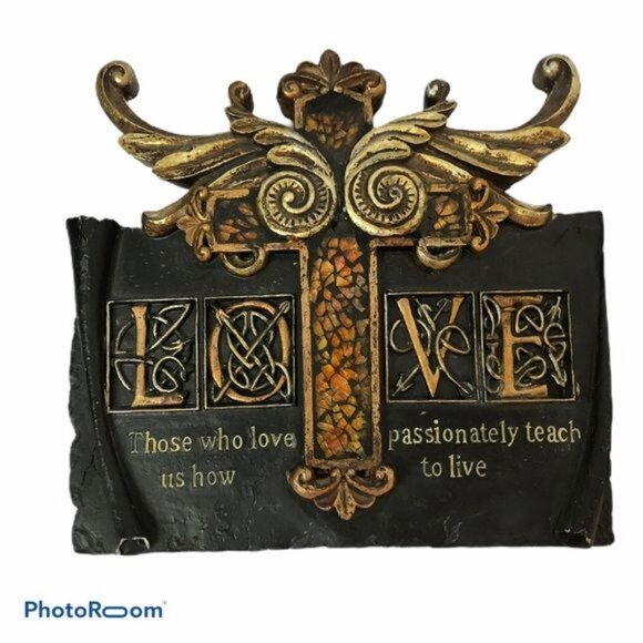 wall hanging art work religion love hope cross black 2 pictures plaques READ - Picture 3 of 7